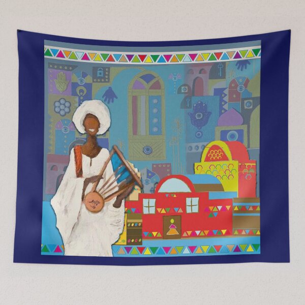 Item preview, Nubian man- Nubian house- colorful- oriental motifs- wonderful designed and sold by karima-eldeeb.