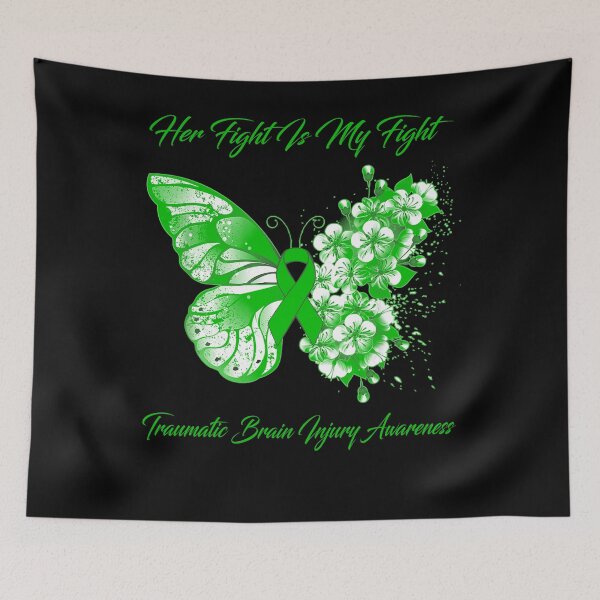 Item preview, Her Fight Is My Fight Traumatic Brain Injury Awareness Butterfly Ribbon Gifts designed and sold by Adropine.