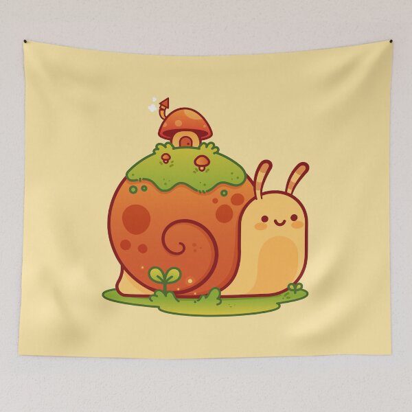 Item preview, Kawaii Snail with Moss and a Mushroom House on Top designed and sold by May's Studio.