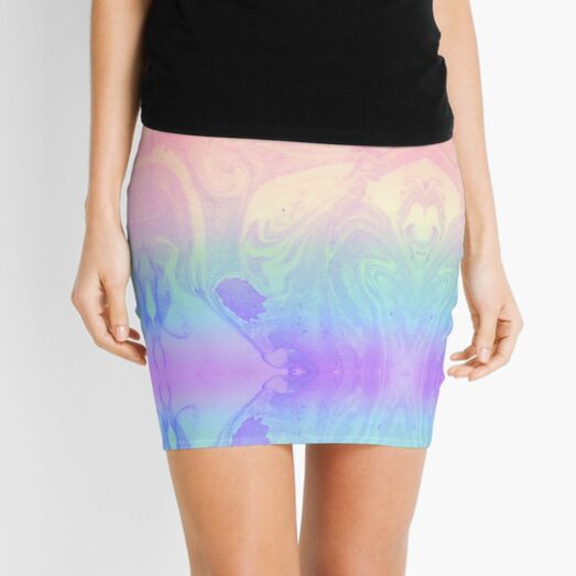 Rainbow Marbled Tie Dye Mini Skirt