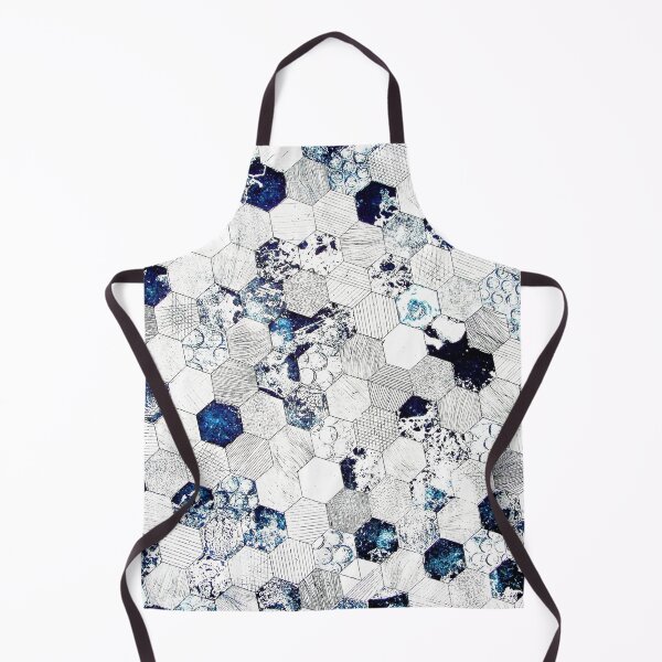 Item preview, PATTERN DESIGN STUDY #46 – Hive Cells of Black Grey Blue White designed and sold by DEL-Productions.