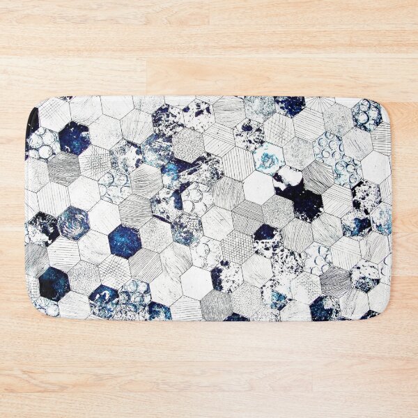 Item preview, PATTERN DESIGN STUDY #46 – Hive Cells of Black Grey Blue White designed and sold by DEL-Productions.