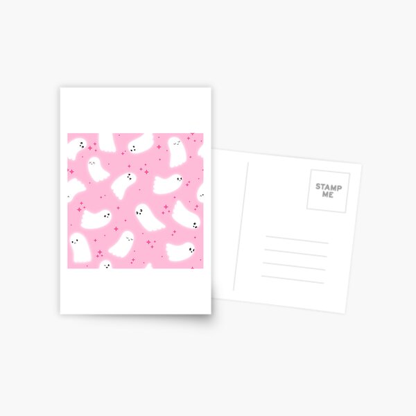 Ghost Pattern (Pink Sparkles Pink Background) Postcard