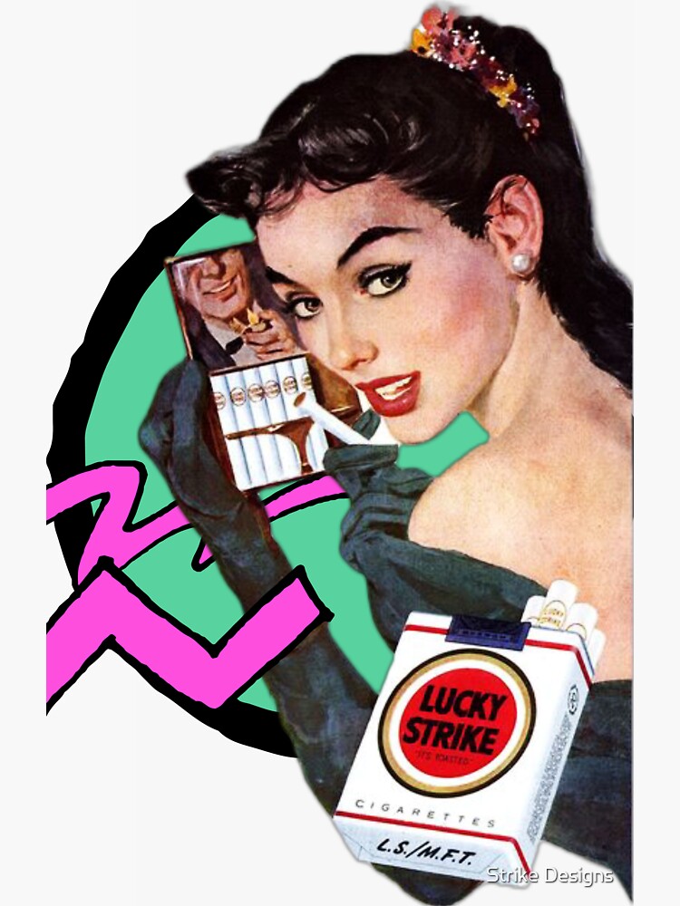 Sticker for Sale avec l'œuvre « Lucky Strike cigarettes ad rétro