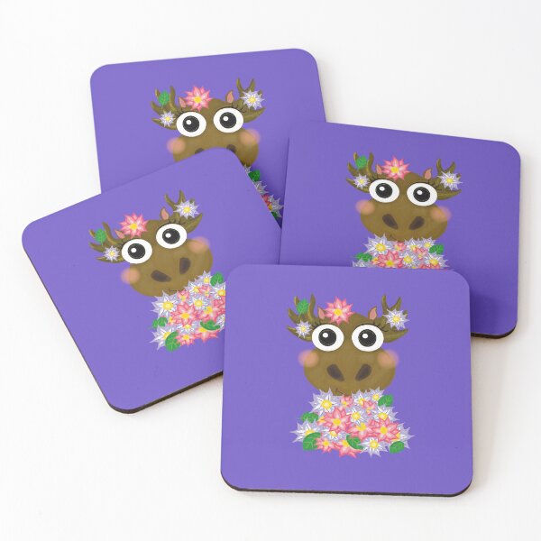Item preview, Cute baby Moose and Flowers  designed and sold by Juju-sketch.