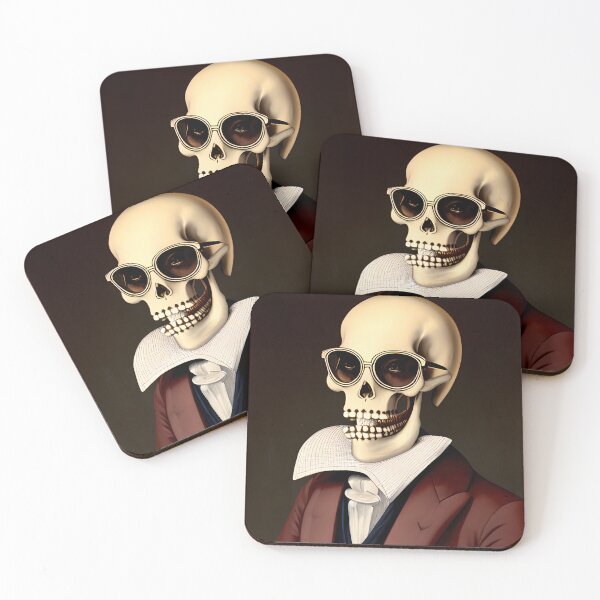 Item preview, Aristocratic Skeleton in a Red Suit and Dark Sunglasses designed and sold by skillunused.