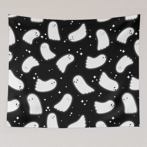 Item preview, Ghost Pattern (White Sparkles Black Background) designed and sold by Kimberly Sterling.