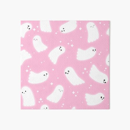 Ghost Pattern (White Sparkles Pink Background) Art Board Print