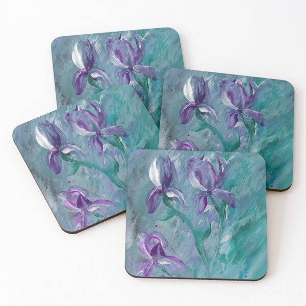 Item preview, Violet on Turquoise Irises designed and sold by Wanda Crowder.