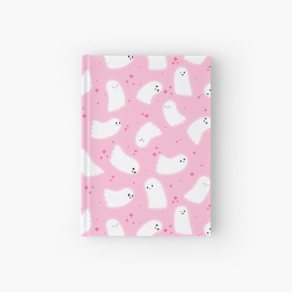 Ghost Pattern (Pink Sparkles Pink Background) Hardcover Journal