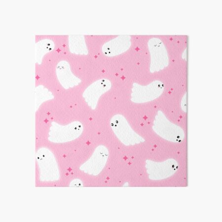 Ghost Pattern (Pink Sparkles Pink Background) Art Board Print