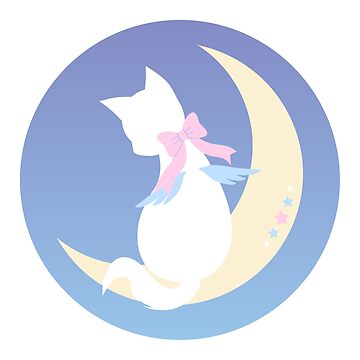 Artwork thumbnail, Angel Starlight Daydream Cat on the Moon - Round by lucidly