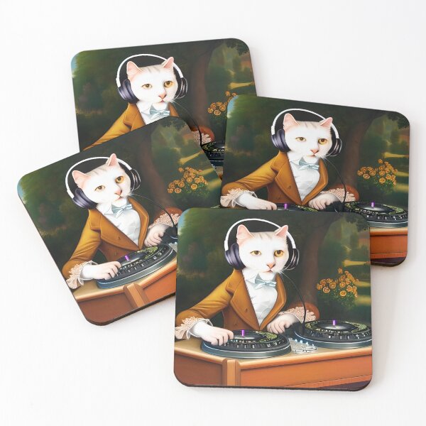 Item preview, Anthropomorphic Aristocratic Cat DJing at a Garden Party  designed and sold by skillunused.