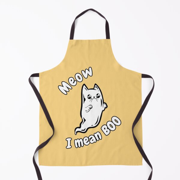 Item preview, Meow, I mean BOO cute Halloween print - Yellow designed and sold by CreepyCurator.