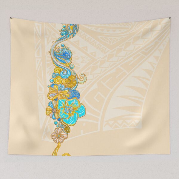 Item preview, Painted Hawaiian Floral With Light Tribal Background designed and sold by sunnthreads.