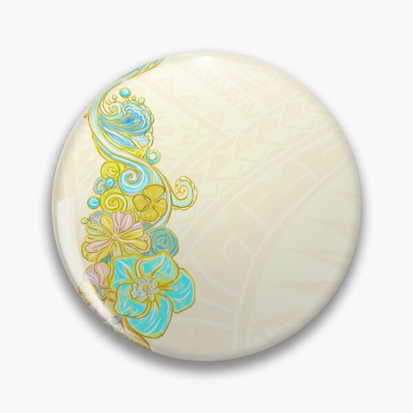 Item preview, Painted Hawaiian Floral With Light Yellow Tribal Background designed and sold by sunnthreads.