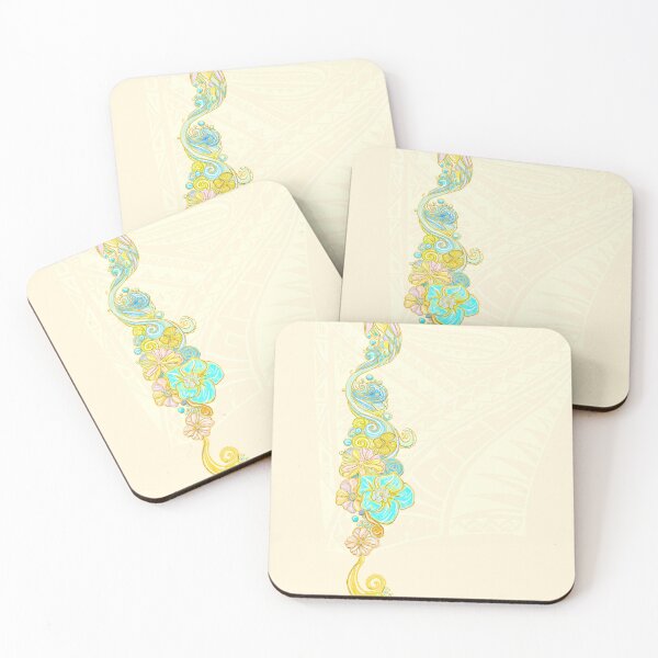 Item preview, Painted Hawaiian Floral With Light Yellow Tribal Background designed and sold by sunnthreads.