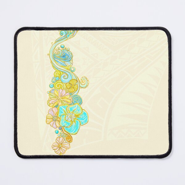 Item preview, Painted Hawaiian Floral With Light Yellow Tribal Background designed and sold by sunnthreads.