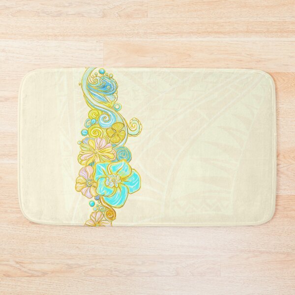 Item preview, Painted Hawaiian Floral With Light Yellow Tribal Background designed and sold by sunnthreads.