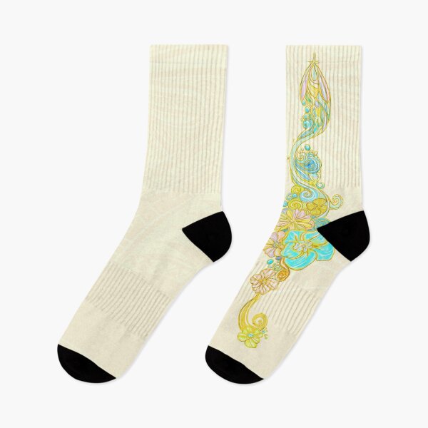 Item preview, Painted Hawaiian Floral With Light Yellow Tribal Background designed and sold by sunnthreads.