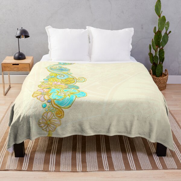 Item preview, Painted Hawaiian Floral With Light Yellow Tribal Background designed and sold by sunnthreads.