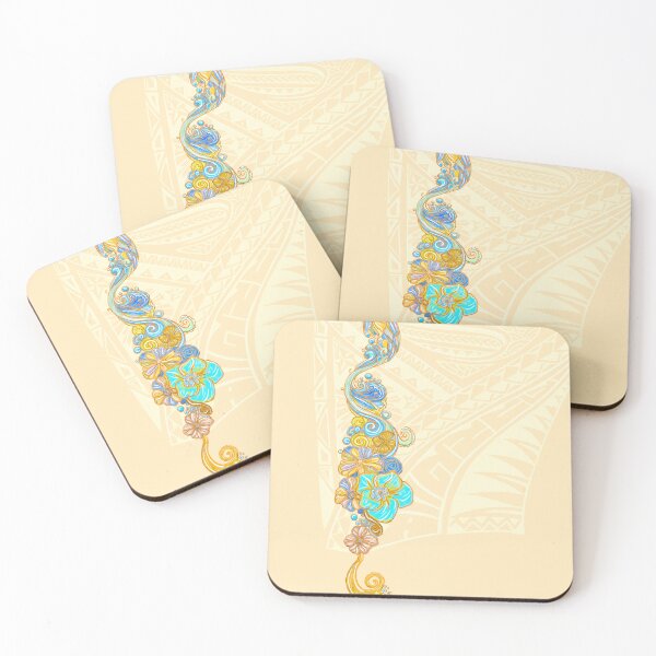 Item preview, Painted Hawaiian Floral With Light Peach Tribal Background designed and sold by sunnthreads.