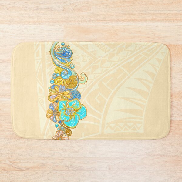 Item preview, Painted Hawaiian Floral With Light Peach Tribal Background designed and sold by sunnthreads.