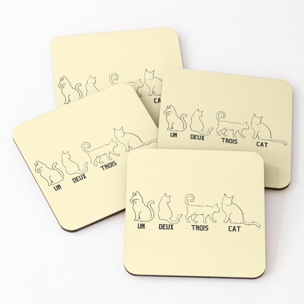 Item preview, Un Deux Trois Cat — Funny French Cat Pun Design on Yellow Background designed and sold by StudioSamanthaa.