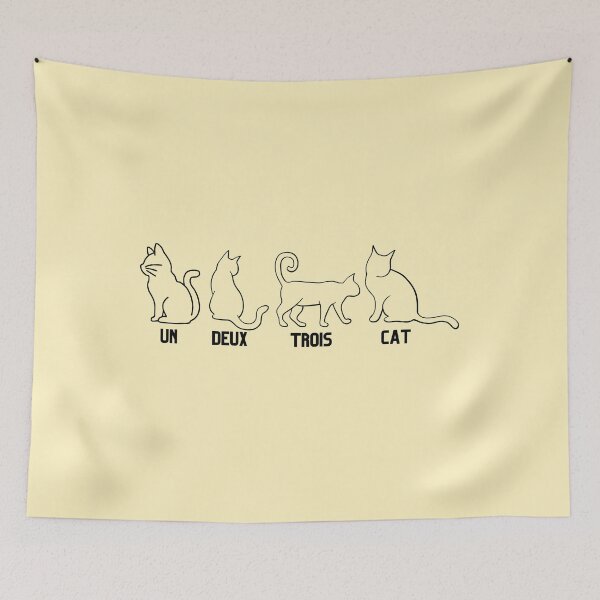 Item preview, Un Deux Trois Cat — Funny French Cat Pun Design on Yellow Background designed and sold by StudioSamanthaa.