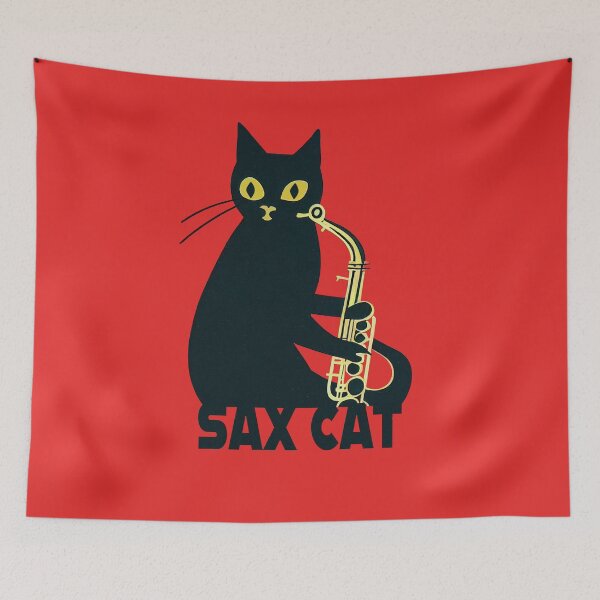 Item preview, Cat Playing a Saxophone Illustration designed and sold by ThePurpleMelon.
