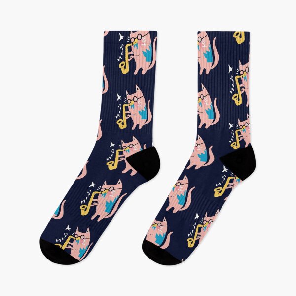 Item preview, Pink Cat Playing a Saxophone Illustration designed and sold by ThePurpleMelon.