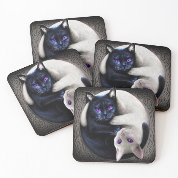 Item preview, Black and White Cat Yin-Yang Style designed and sold by Rowena Jones.