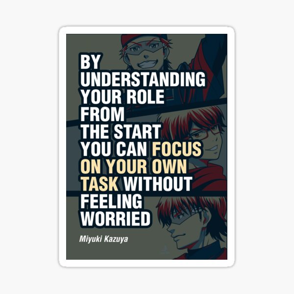 Diamond No Ace Miyuki Kazuya Focus On Your Own Task Quotes Sticker For Sale By 0504