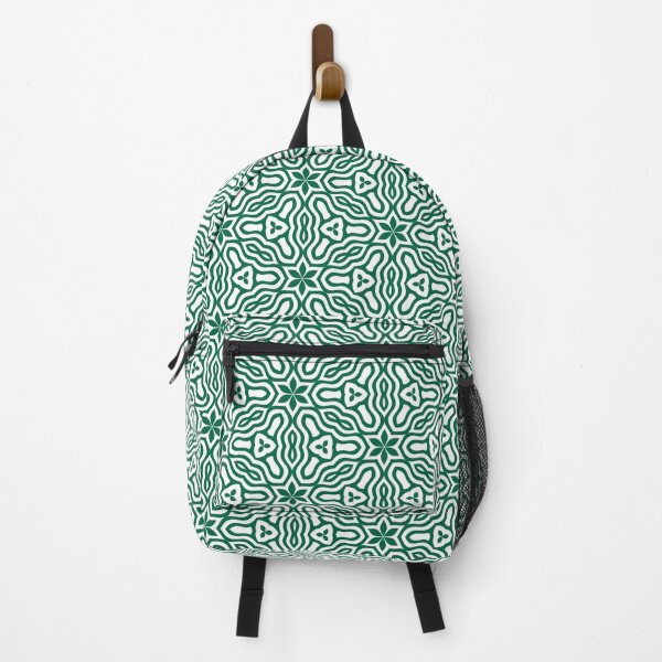 Item preview, Green and white repeating geometric six star pattern designed and sold by groovezero.