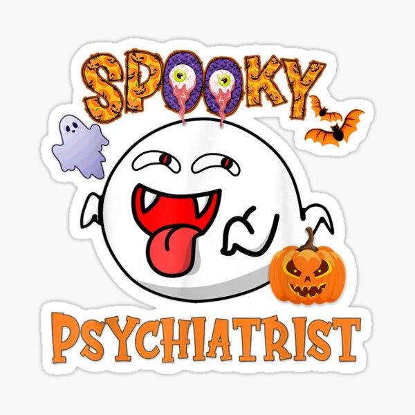 "Boo Halloween Costume Spooky Psychiatrist" Sticker for Sale by