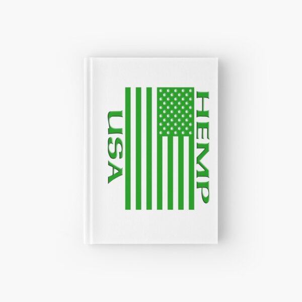 Hemp USA Flag with Hemp leaf Stars Hardcover Journal