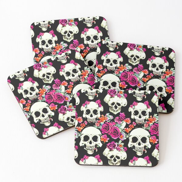 Item preview, Skulls and flowers pattern paint designed and sold by FineArtLoverr.