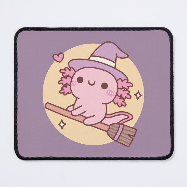 Item preview, Cute Axolotl Witch Flying On A Broom Over The Moon designed and sold by rustydoodle.