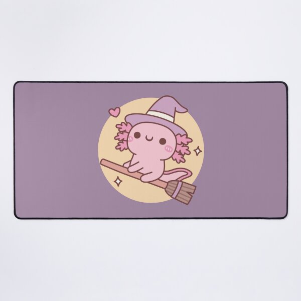Item preview, Cute Axolotl Witch Flying On A Broom Over The Moon designed and sold by rustydoodle.