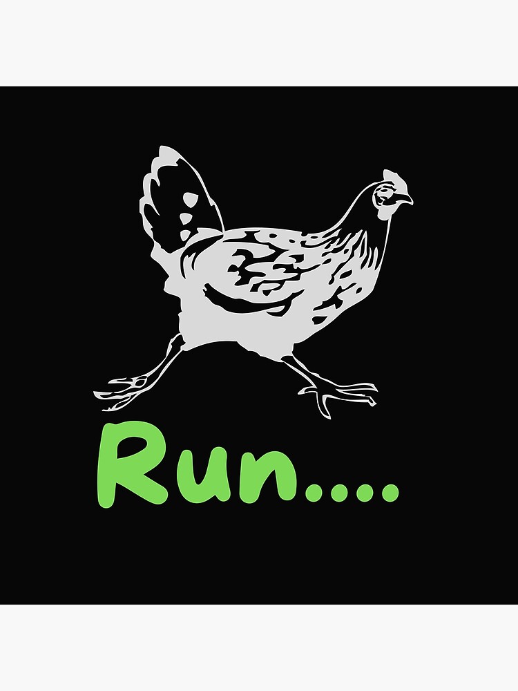 "Funny Running Chicken meme illustration " Poster for Sale by