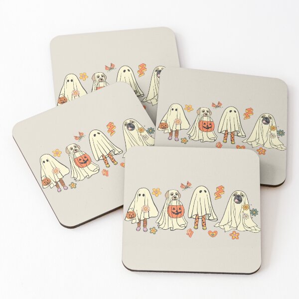 Item preview, Retro Spooky Pals Dogs Ghost Trick or Treat Cute Spooky Season Halloween Vintage Funny designed and sold by JooArtPrints  ★★★★★.