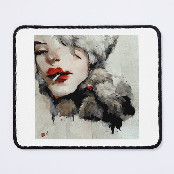 Item preview, Oil painting style of woman with red lips designed and sold by GreatHam.