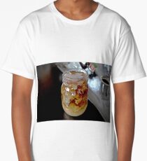 Iced Coffee with Cream in a Vintage Glass Mason Jar Long T-Shirt