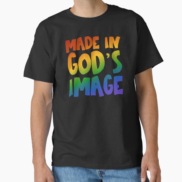Vista previa del artículo con la obra «"Hecho a la imagen de Dios" - Christians for Justice (arcoíris)», diseñado y vendido por Ofeefee.