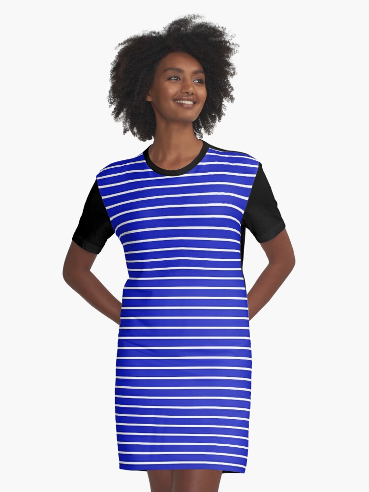 royal blue and white striped dress