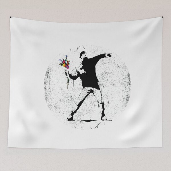 Item preview, Banksy Protester Throwing Flowers Classic  designed and sold by morangekinsuz.