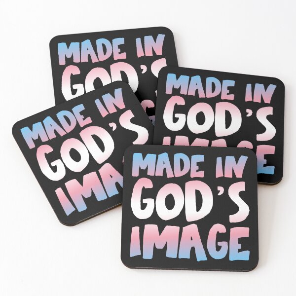 Item preview, "Made in God's image" - Christians for Justice (trans flag colors)  designed and sold by Ofeefee.