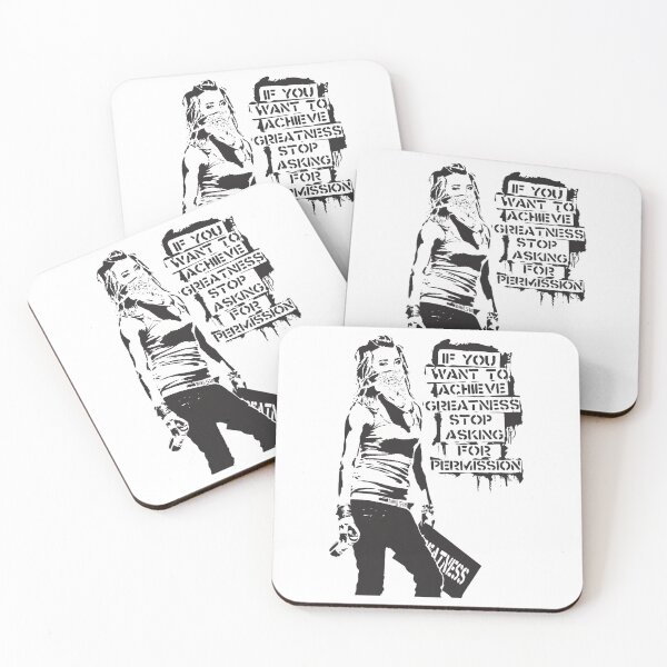 Item preview, Banksy quote graffiti If You Want to Achieve Greatness stop asking for permission black and white wi designed and sold by morangekinsuz.