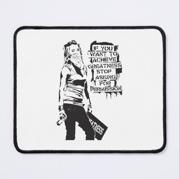 Item preview, Banksy quote graffiti If You Want to Achieve Greatness stop asking for permission black and white wi designed and sold by morangekinsuz.