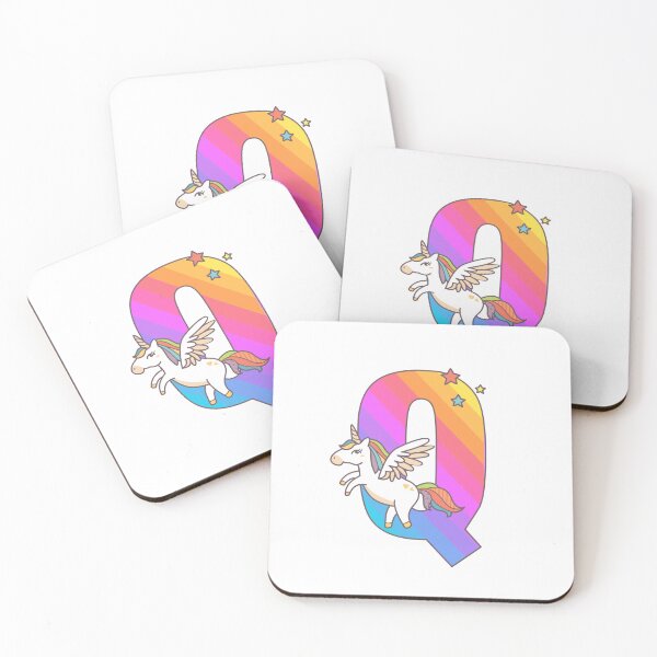 Item preview, Unicorn Monogram Letter Q Initial Cute Birthday Gift designed and sold by Delightfully Cynical.
